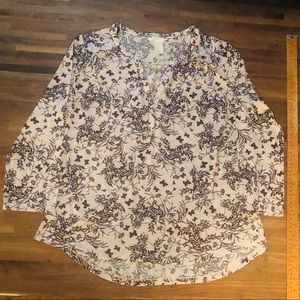 H&M 3/4 Sleeve Butterfly and Ladybug Print Shirt